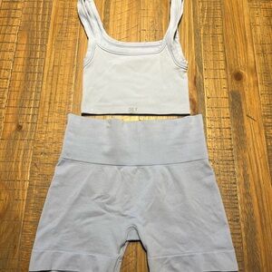 Light Blue SET Activewear Top and Shorts